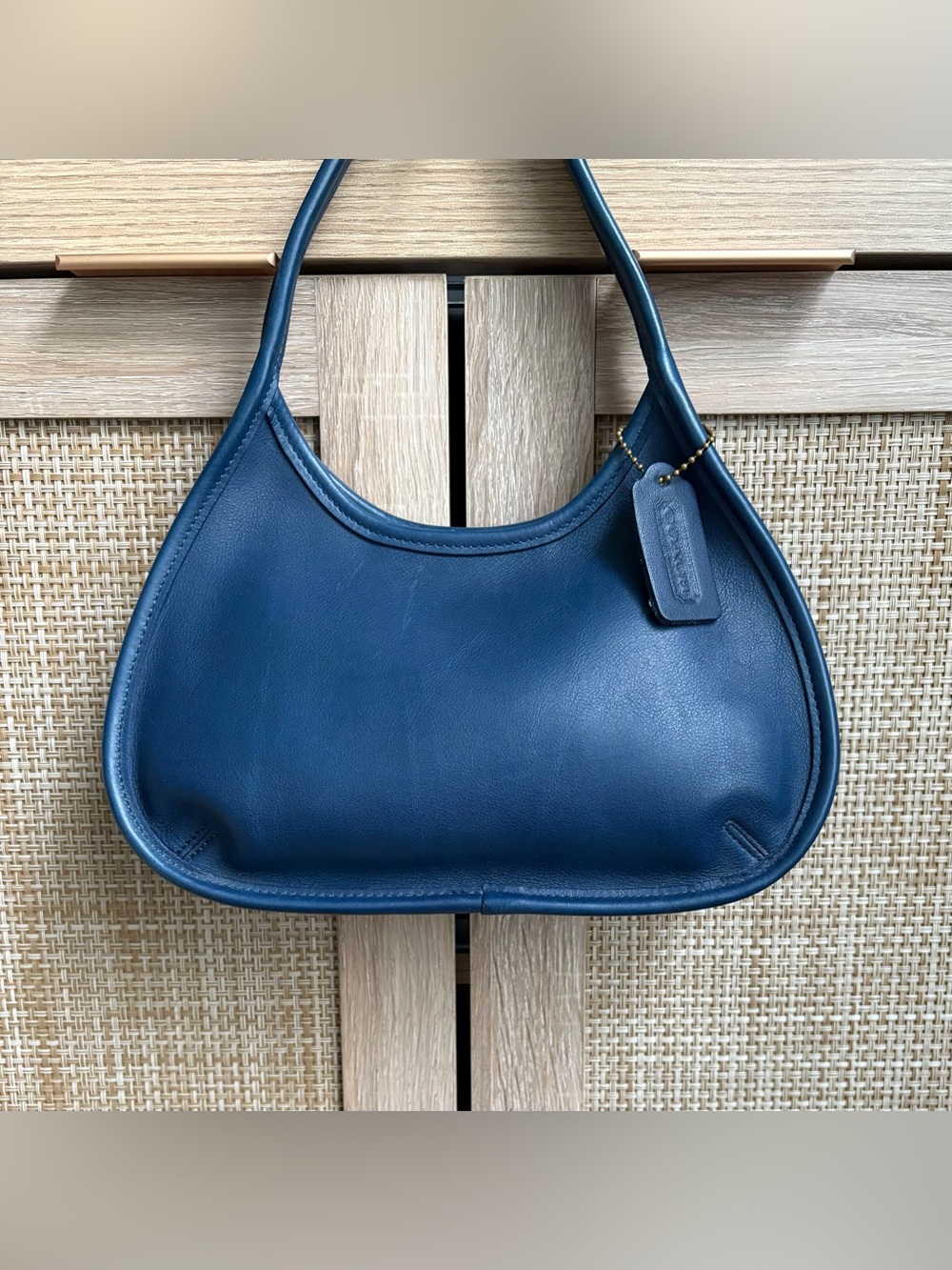 COACH Vintage Ergo Mini Satchel True Blue Leather Hobo Shoulder Bag Handbag 9027